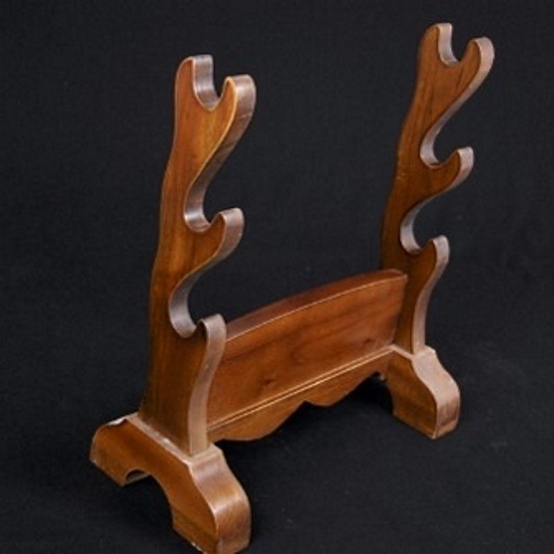 Carved Wood 3 Sword Stand