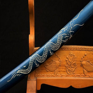 Handmade Japanese Samurai Sword Blue Dragon Katana